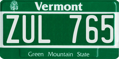 VT license plate ZUL765
