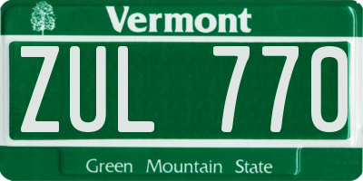 VT license plate ZUL770