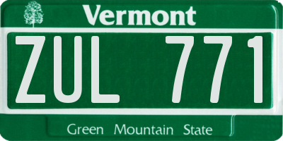 VT license plate ZUL771