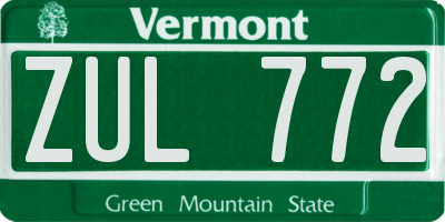 VT license plate ZUL772