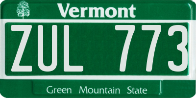 VT license plate ZUL773