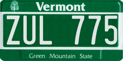 VT license plate ZUL775