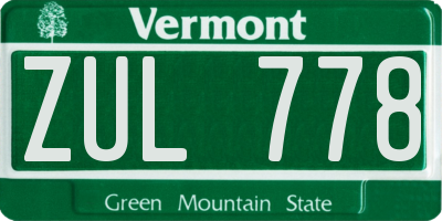 VT license plate ZUL778