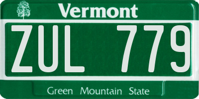 VT license plate ZUL779
