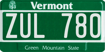 VT license plate ZUL780