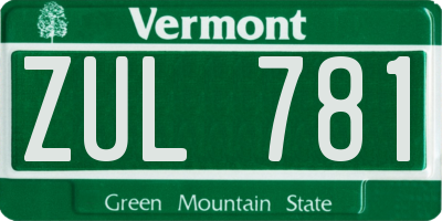 VT license plate ZUL781