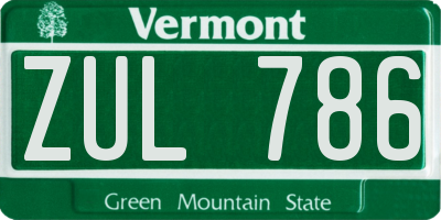 VT license plate ZUL786