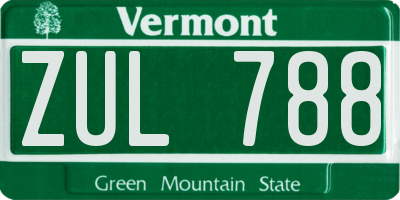 VT license plate ZUL788