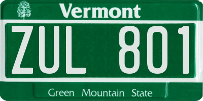 VT license plate ZUL801