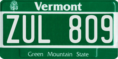 VT license plate ZUL809