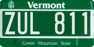 VT license plate ZUL811