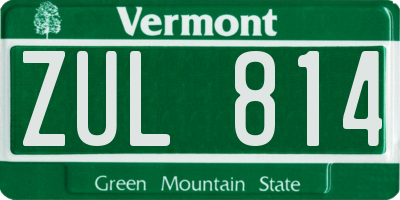 VT license plate ZUL814