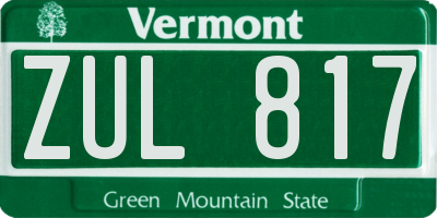 VT license plate ZUL817