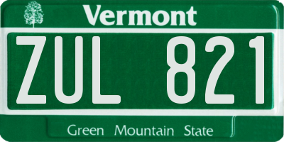 VT license plate ZUL821