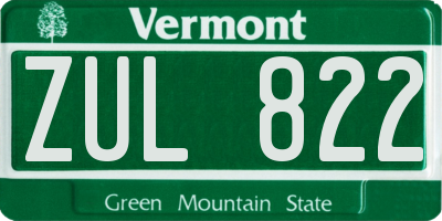 VT license plate ZUL822