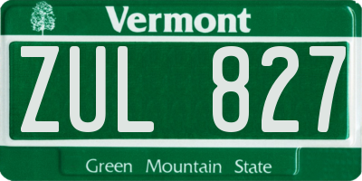 VT license plate ZUL827