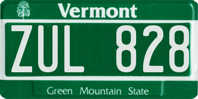 VT license plate ZUL828