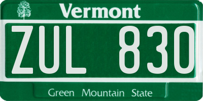 VT license plate ZUL830