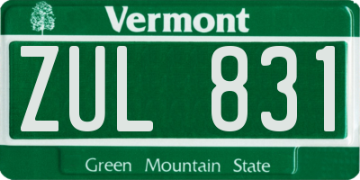 VT license plate ZUL831