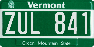 VT license plate ZUL841