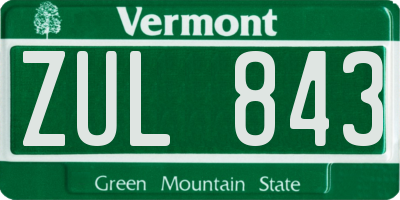 VT license plate ZUL843