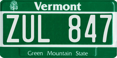 VT license plate ZUL847