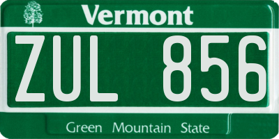 VT license plate ZUL856