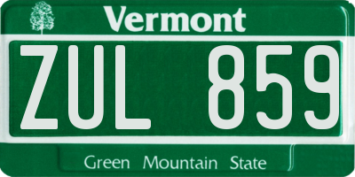 VT license plate ZUL859