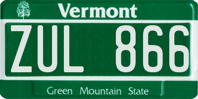 VT license plate ZUL866