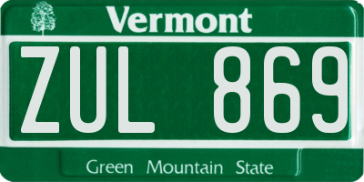 VT license plate ZUL869