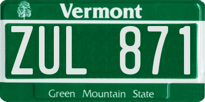 VT license plate ZUL871