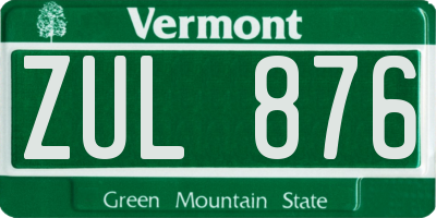 VT license plate ZUL876