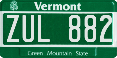 VT license plate ZUL882