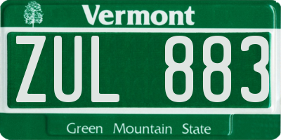 VT license plate ZUL883