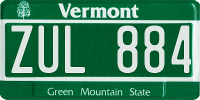 VT license plate ZUL884