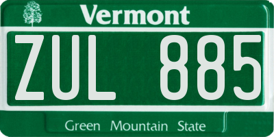 VT license plate ZUL885