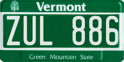 VT license plate ZUL886