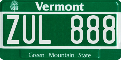 VT license plate ZUL888