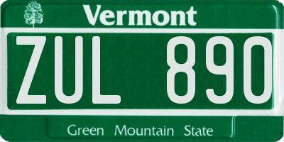 VT license plate ZUL890