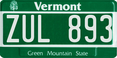 VT license plate ZUL893