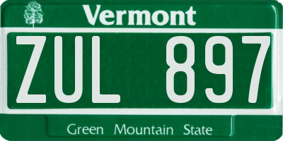 VT license plate ZUL897