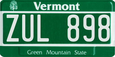 VT license plate ZUL898