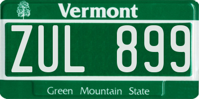 VT license plate ZUL899