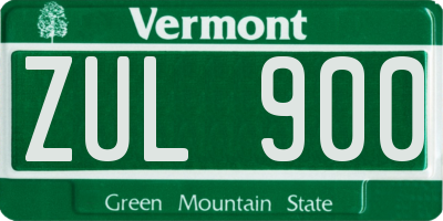 VT license plate ZUL900