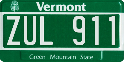 VT license plate ZUL911