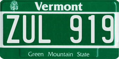 VT license plate ZUL919