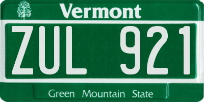 VT license plate ZUL921