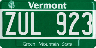 VT license plate ZUL923