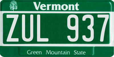VT license plate ZUL937