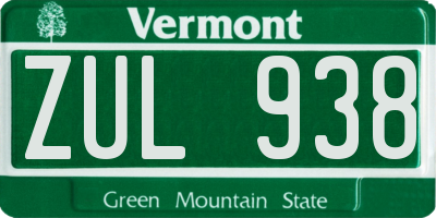 VT license plate ZUL938